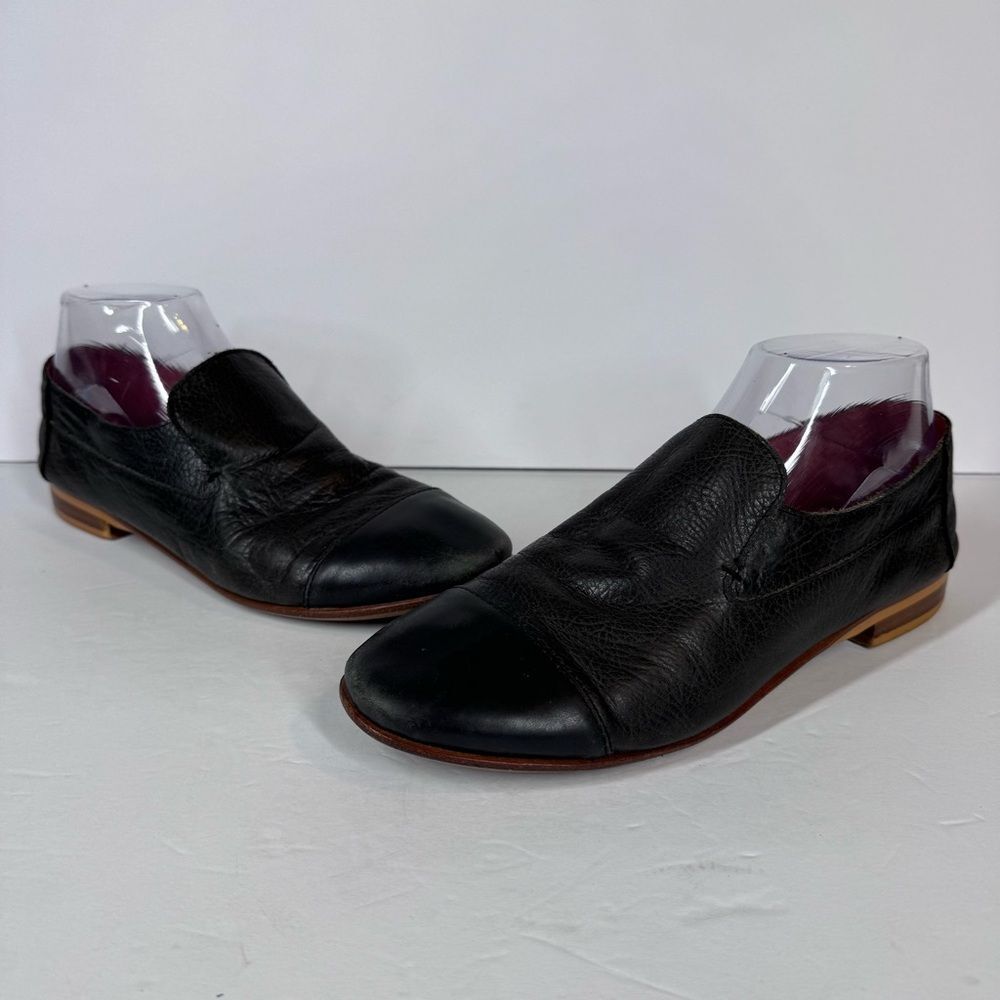 Jeffrey Campbell Bryant Black Leather Loafers Block Heel Minimalist Women’s 8.5